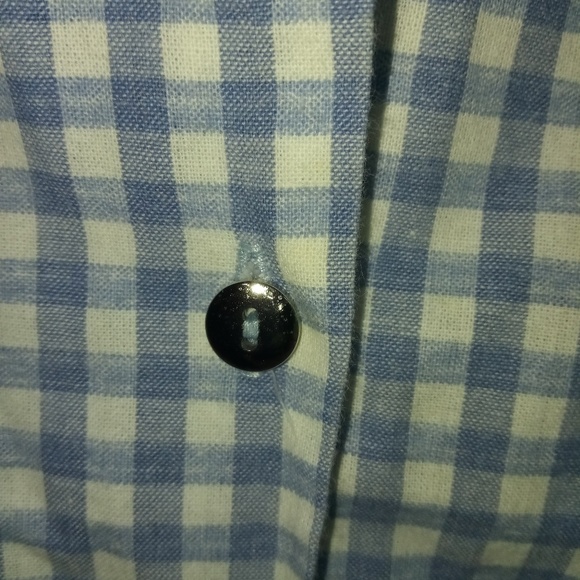 Summer Sky Blue M Checked Stripe Button Down Top - Picture 4 of 4
